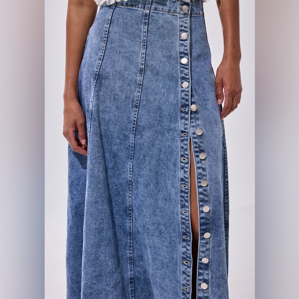 Denim Button-Front Maxi Skirt! NWOT